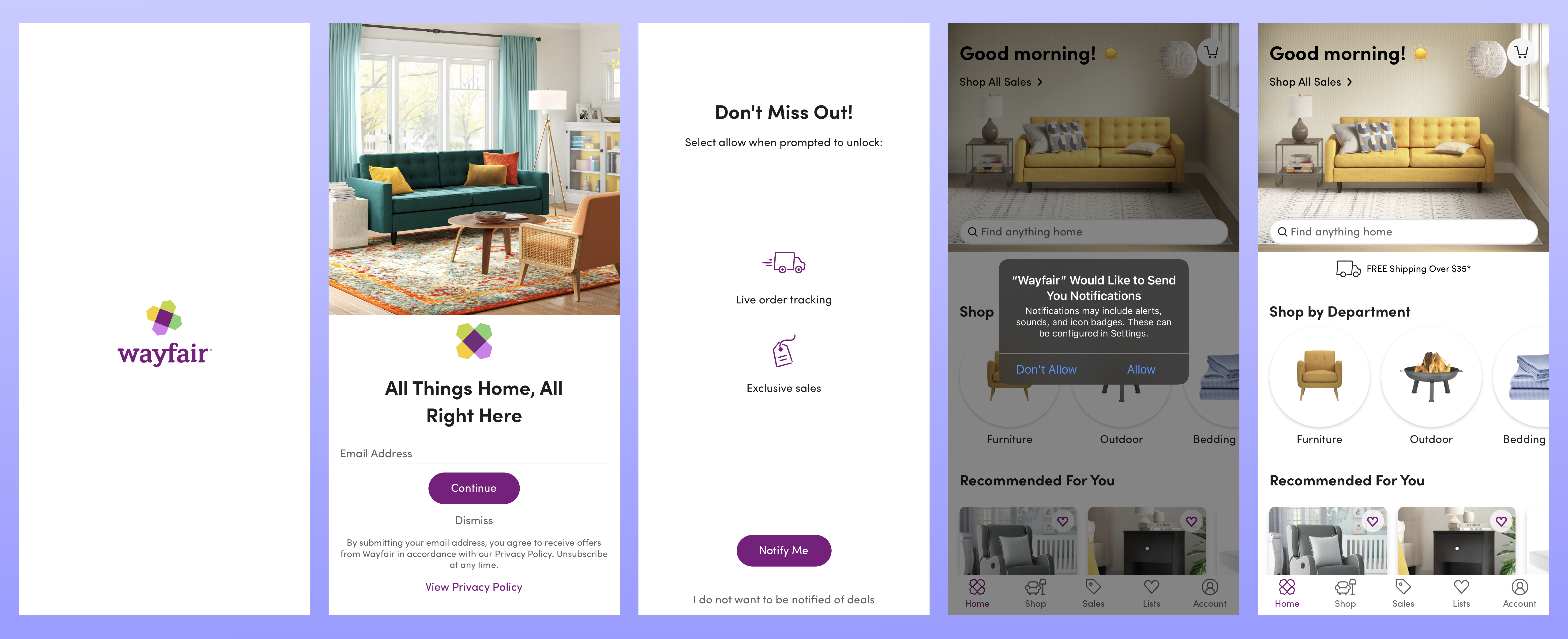 UX App Analysis Wayfair App Onboarding